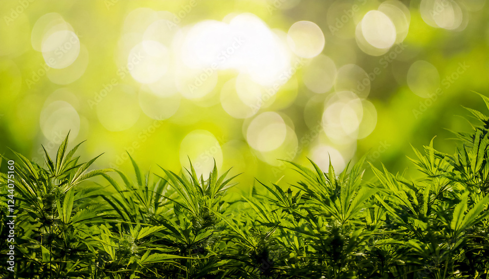 Fototapeta premium Background with marijuana plants, with space for text, place for text