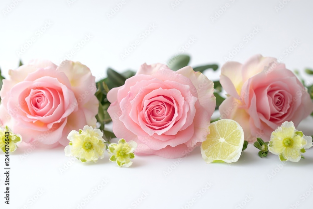 A cluster of pink roses arranged together A cluster of pink roses arranged together