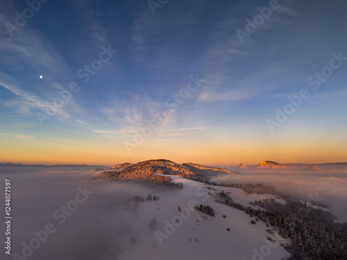 Pieniny , góry, zima, śnieg, Karpaty, mgły, Tatry, Dunajec