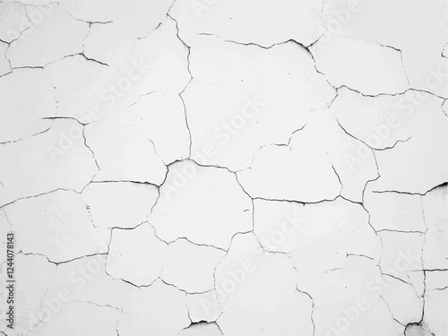 Distressed background with old wall cracks. Aged paint or concrete texture for dirty urban look. Grunge monochrome vector background