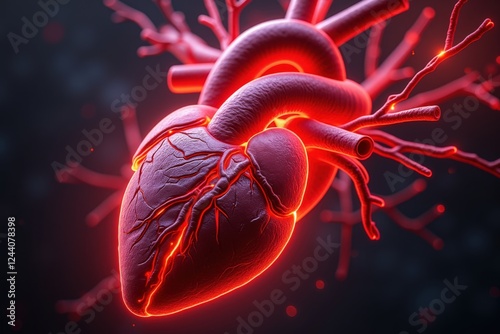 Anatomy of a Heart: A Detailed Exploration of the Human Heart's Structure, Function, and Importance in Circulatory Health, Featured in Vibrant Red Colors Against a Dark Background