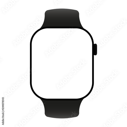 Mockup of a smart watch screen. Black frame. Gadget display with an empty screen isolated on transparent background	