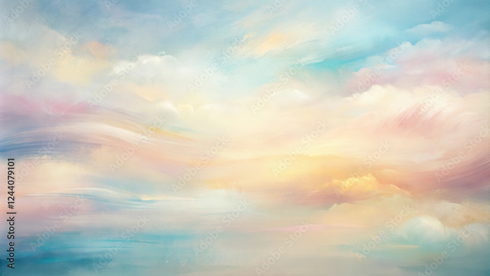 Obraz premium Dreamlike Pastel Sky Serene Cloudscape Artwork for Design and Decoration