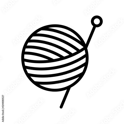 Yarn ball and needle for knitting vector icon for websites. Simple vector illustration.