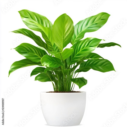 Wallpaper Mural Lush Green Indoor Plant in Modern White Pot on Isolated Background Torontodigital.ca