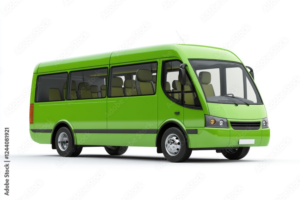 A single green passenger bus on a plain white background A single green passenger bus on a plain white background