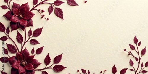 Elegant Maroon Floral Frame with Ample Copy Space for Text and Design Elements