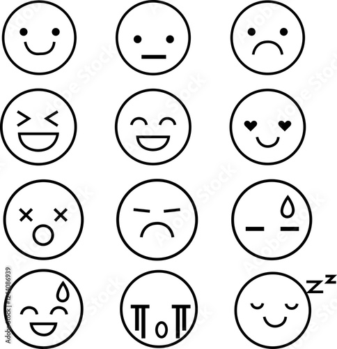 set of simple emoji icon. Range to assess the emotions of your content. Feedback in form of emotions. User experience. Customer feedback. Excellent, good, normal, bad, awful. 