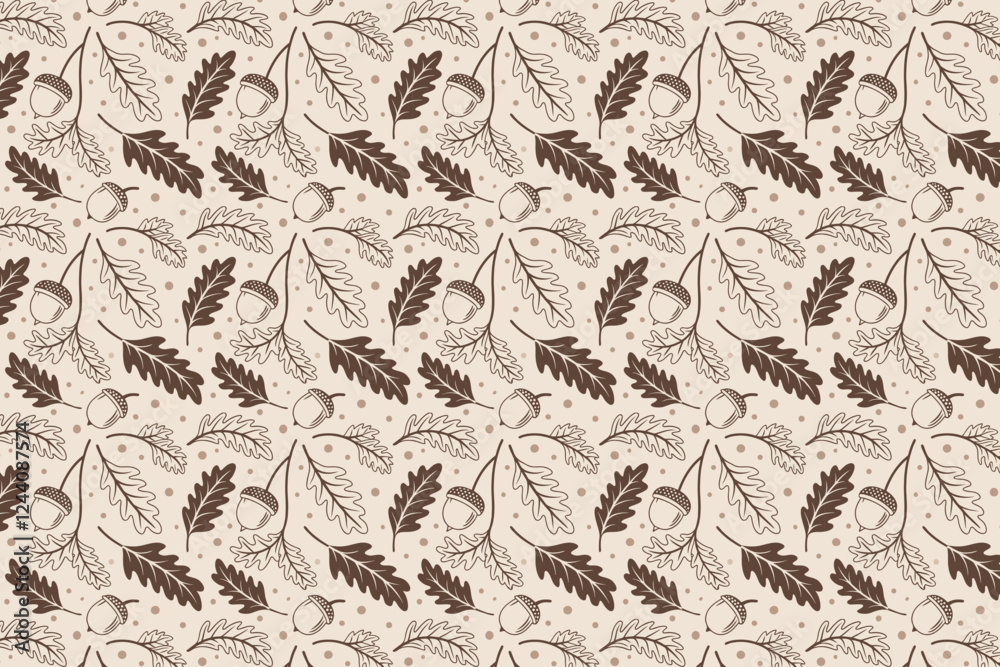 Fototapeta premium Floral and Leaf Seamless Pattern Vector Art Background