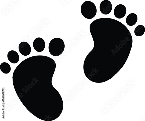 Baby footprints  silhouette,Baby footprints  simple flat vector