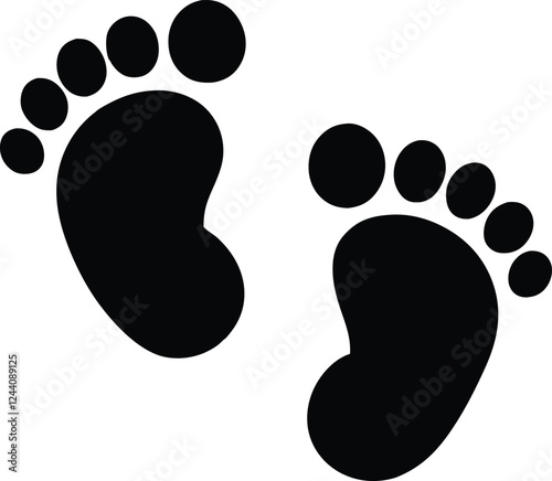 Baby footprints  silhouette,Baby footprints  simple flat vector