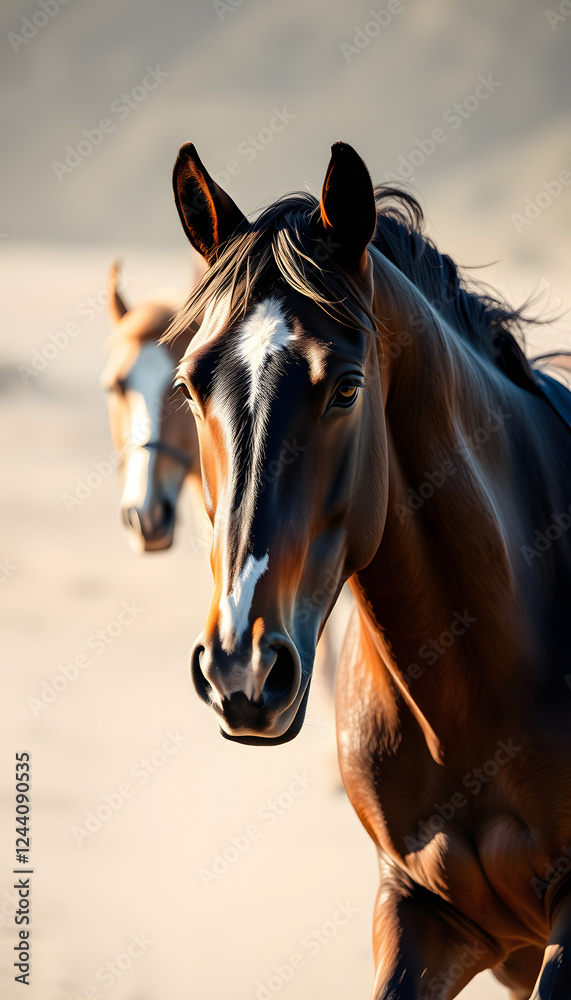Fototapeta premium horses are fast, smooth light. with white shades