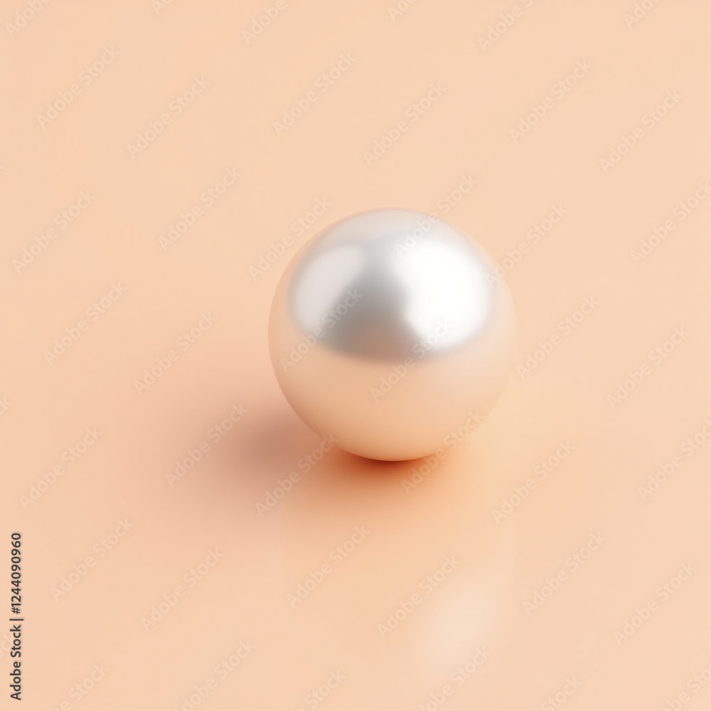 Elegant Single Pearl on Soft Peach Background with Reflection Elegant Single Pearl on Soft Peach Background with Reflection