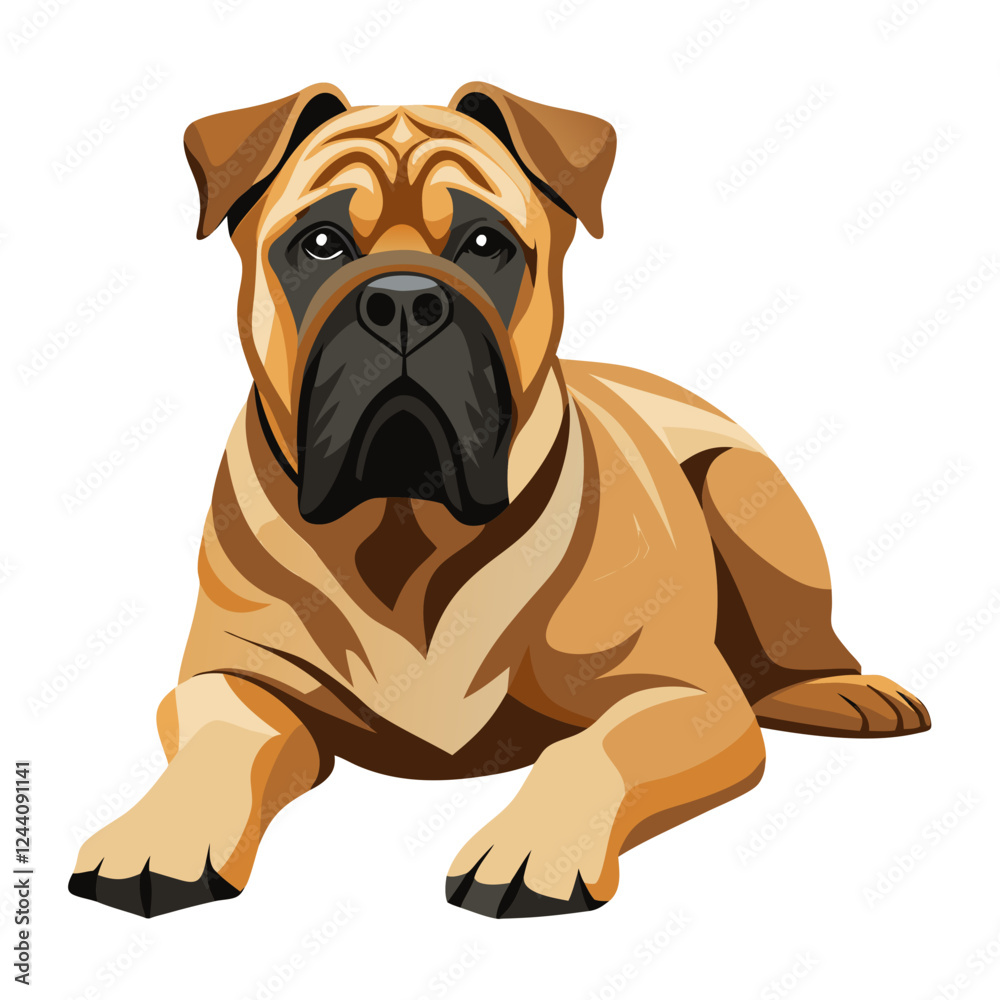Obraz premium bullmastiff dog isolated on white, Color vector illustration. Pet animal 