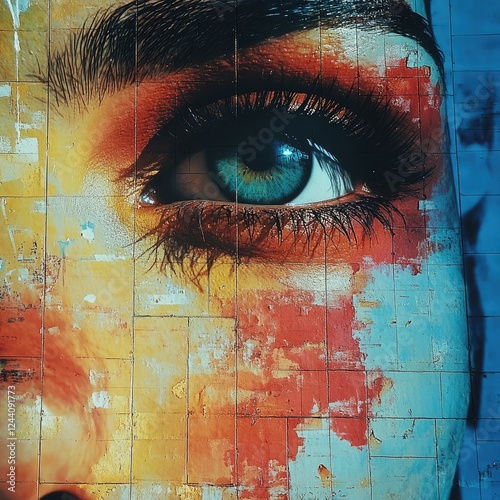 A Striking Mural Depicting A Womans Eye