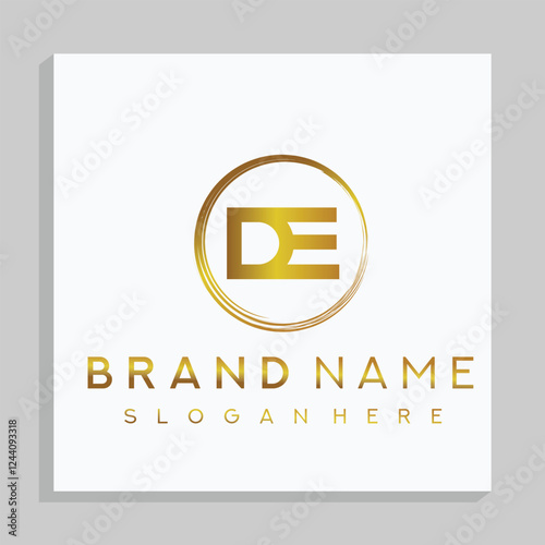 DE  letter mark and branding golden colour logo design with a leaf. And your best choice.