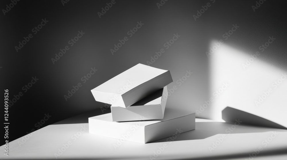 high-contrast image of stacked, rotating cubes, each one with sharp edges and defined shadows, showcasing the beauty of 3D geometric shapes. high-contrast image of stacked, rotating cubes, each one with sharp edges and defined shadows, showcasing the beauty of 3D geometric shapes.