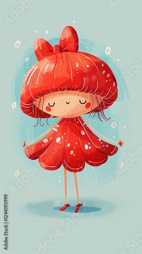 Enchanting Kawaii Jellyfish Girl in a Serene Ocean Setting