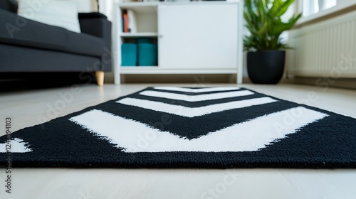 Chevron rug in modern living room, interior design photo