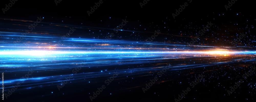 Obraz premium Futuristic light speed motion with starry background for sci-fi themes