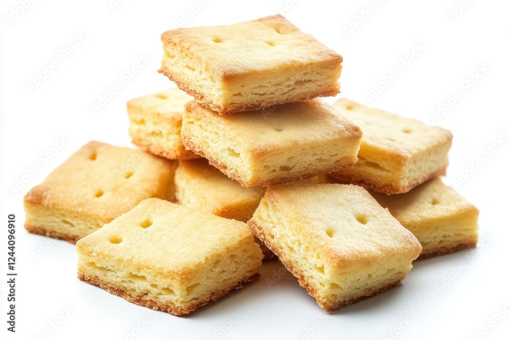 Shortbread biscuits pile isolated on white background Shortbread biscuits pile isolated on white background