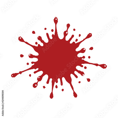 Creative Red Ink Splatters and Blood Splashes - Grunge Paint Texture, Messy Design Elements, red blot isolated