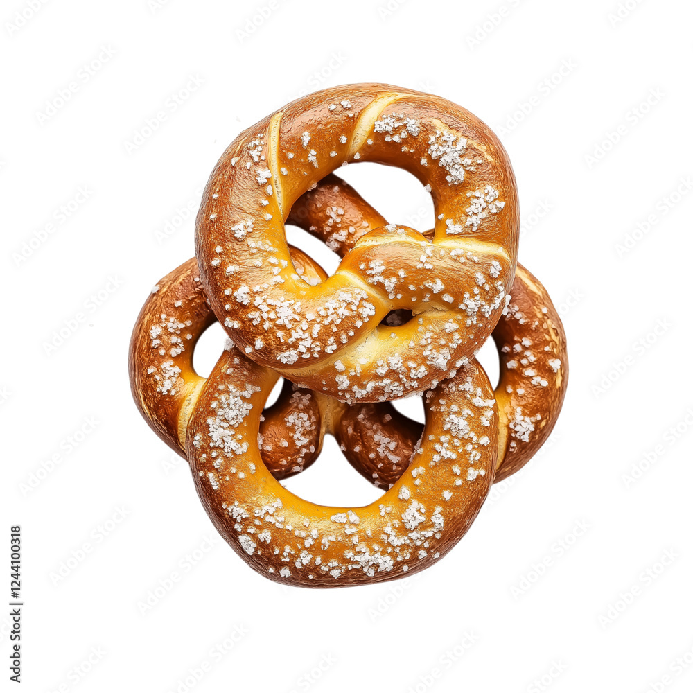 A Delicious Baked Soft Pretzel Over png transparent background