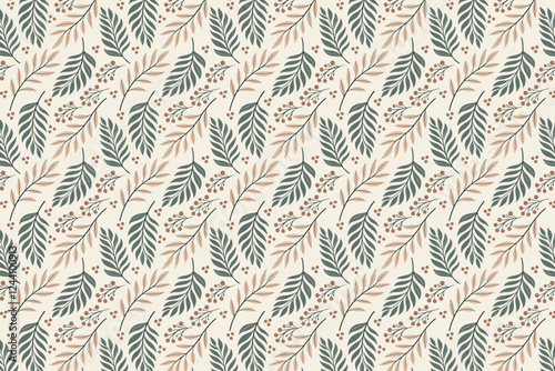 Botanical Floral and Leaf Seamless Pattern Art