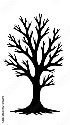 An illustration featuring a black coral silhouette set against a clean white background showing a coral with detailed branches and texture, symbolizing growth and marine life.