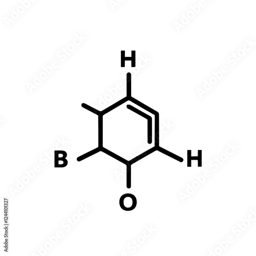 An illustration featuring a black ethanol molecule silhouette set against a clean white background showing a C2H5OH structure with carbon, hydrogen, and oxygen atoms, representing alcohol.