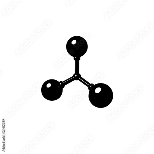 An illustration featuring a black water molecule silhouette set against a clean white background depicting the classic H2O structure with two hydrogen atoms bonded to an oxygen atom.
