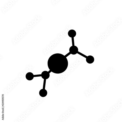 An illustration featuring a black ozone molecule silhouette set against a clean white background depicting an O3 structure with three oxygen atoms bonded in a bent shape, representing the ozone layer.