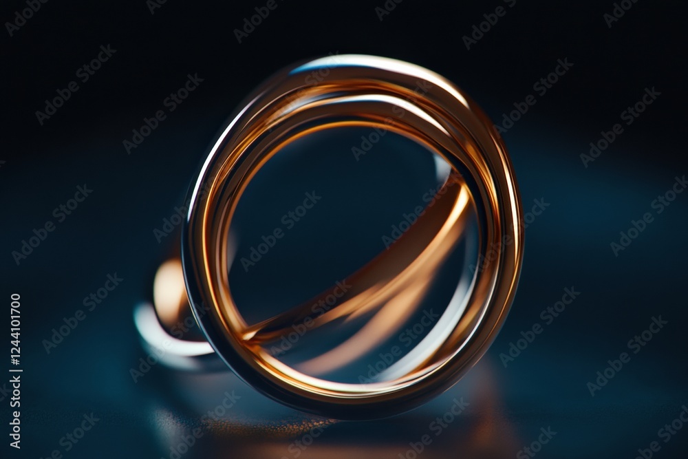 A set of magician's rings performing a captivating trick on a dark stage with focused lighting. Generative AI A set of magician's rings performing a captivating trick on a dark stage with focused lighting. Generative AI