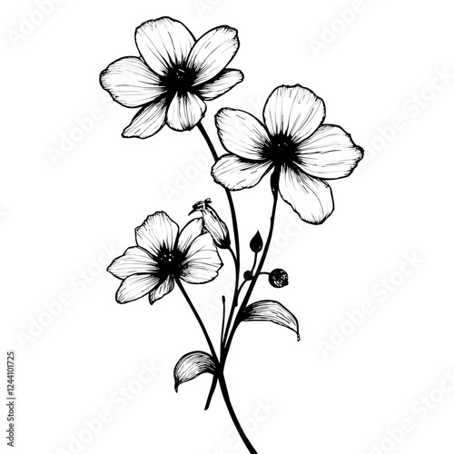 Unique One-Color Floral Tattoo Silhouette on a Clean White Background with Artistic Designs