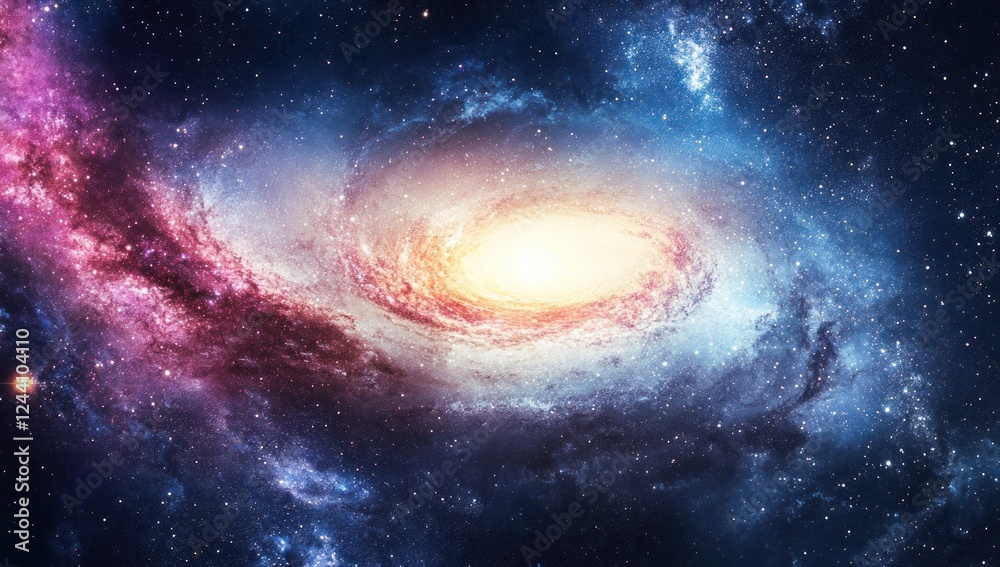 Fototapeta premium Cosmic Spiral Galaxy: A Celestial Tapestry of Stars and Nebulae