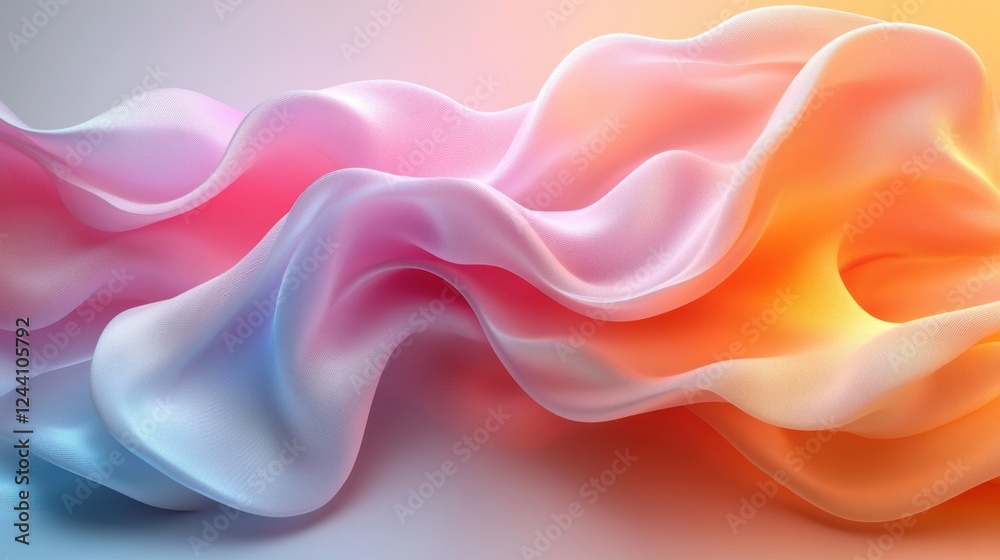 Fototapeta premium A flowing, abstract fabric in soft colors creating a serene visual effect.