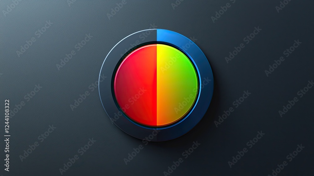 Fototapeta premium Colorful Circular Button Design On Dark Background
