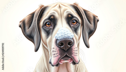 Great Dane pencil illustration against light beige background