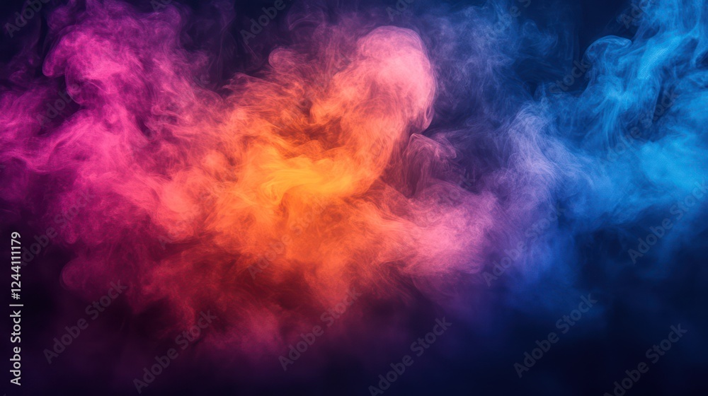 Abstract Colorful Smoke Swirls: A Vivid Display of Neon Hues in a Dark Background Abstract Colorful Smoke Swirls: A Vivid Display of Neon Hues in a Dark Background