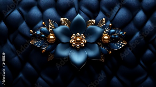 Elegant Dark Blue Flower with Gold Accents