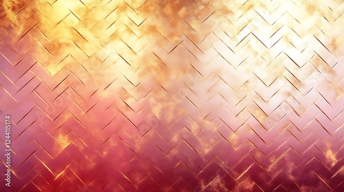 Abstract Gold and Red Herringbone Pattern Background
