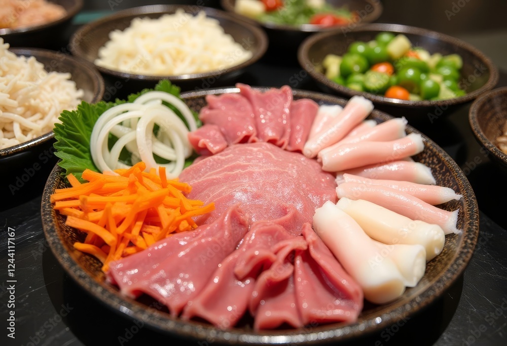 Exquisite Shabu-Shabu Platter: Fresh Ingredients for a Delightful Meal Exquisite Shabu-Shabu Platter: Fresh Ingredients for a Delightful Meal