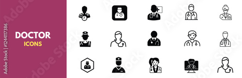 Doctor Icon with Stethoscope. Nurse logo, medical and health care hospital patient examination vector illustration