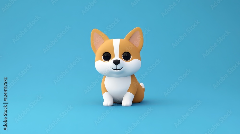 Obraz premium Cute cartoon dog with larger body proportions and big eyes designed for playful game environment