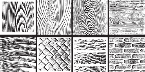 Mixed media high-resolution black and white texture set