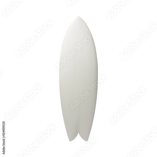 White surfboard mockup, vector object illustration. Surf board graphic template blank, abstract modern silhouette for branding. Extreme summer sea water activity collection design. Surfboard shape
