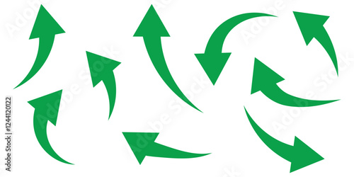 Print Black arrows set. Curved arrows. Arrow sign. Flat style icons. 1176