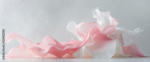 Pastel Pink White Watercolor Brushstrokes - Abstract Art. photo