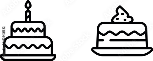 Beautiful and Tasty Cake Icons for Bakery, Celebrations, and Desserts