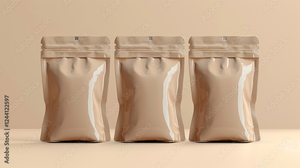 Horizontal mockup of a blank white craft sugar package for creative packaging design Horizontal mockup of a blank white craft sugar package for creative packaging design